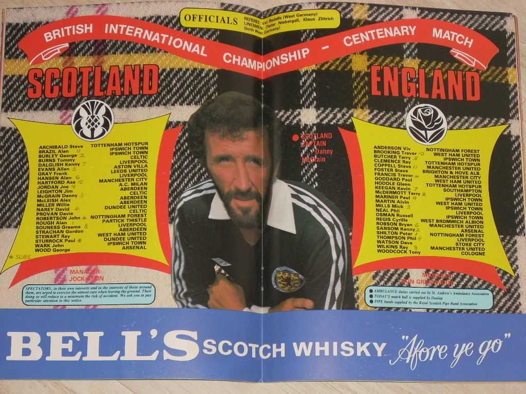 Оригинални футболни програми на Шотландия срещу Англия от 1978 до 1989