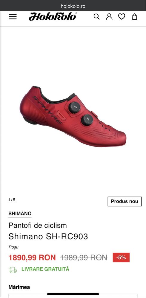 Pantofi/incaltaminte ciclism Shimano S-phyre SH-RC902M Red, marimea 45