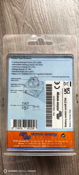Comutator de baterie Victron Energy on/off 275A – VBS127010010