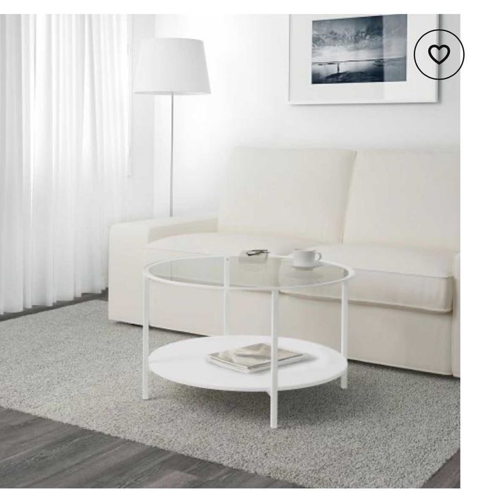 масичка - стъклена с  бял дървен плот