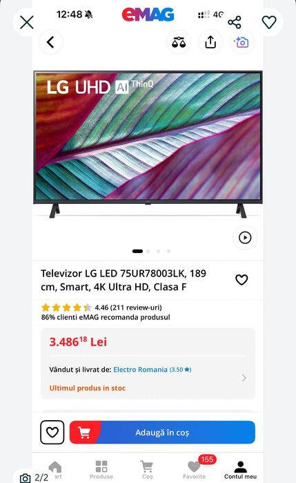 TV Led Ultra HD 4K Smart LG 189