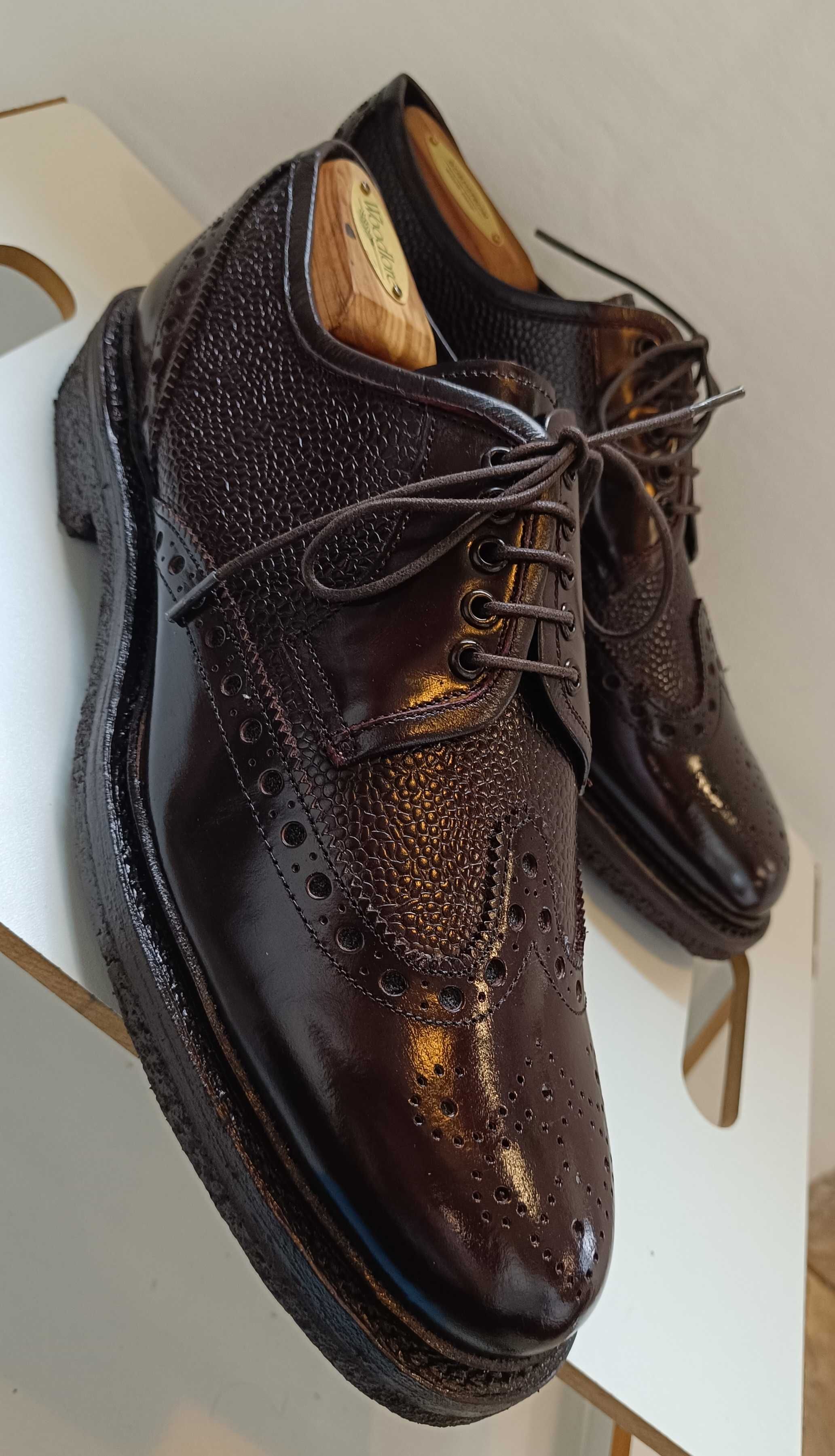 Pantofi derby brogue 44 premium Gutteridge NOI piele naturala moale