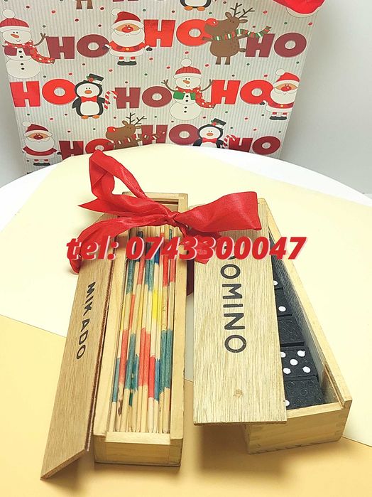 Pachet Cadou Craciun  Joc Marocoo mikadoSi Domino  Transport Gr