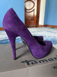 Замшевые фиолетовые туфли на каблуках 37.5 размер