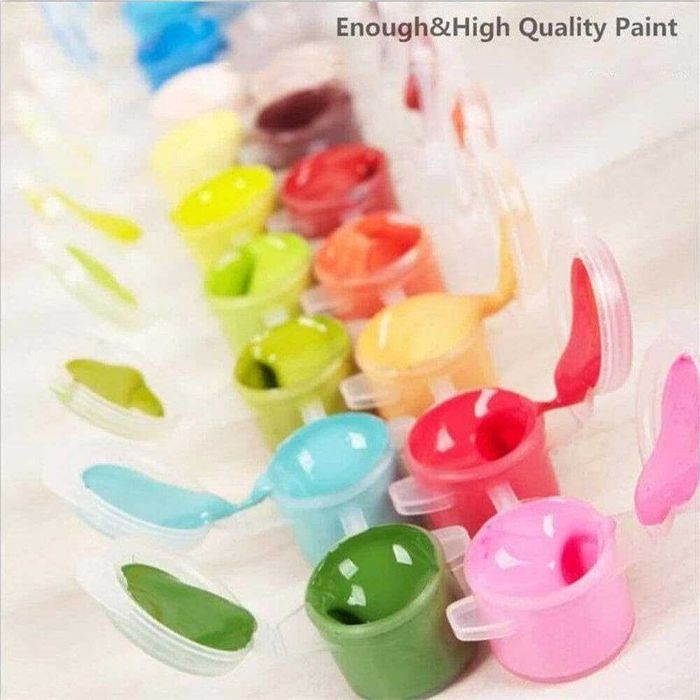 Pujeknm Комплект от 4 броя платно с рамка  за рисуване по номера