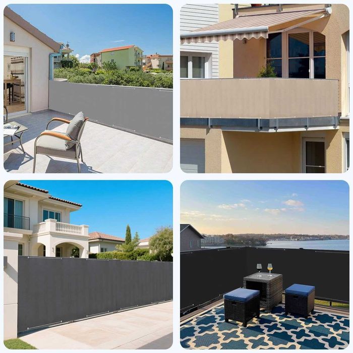 НОВА! Плътна преграда за балкон 1.2 х 6 м, защита от вятър и UV