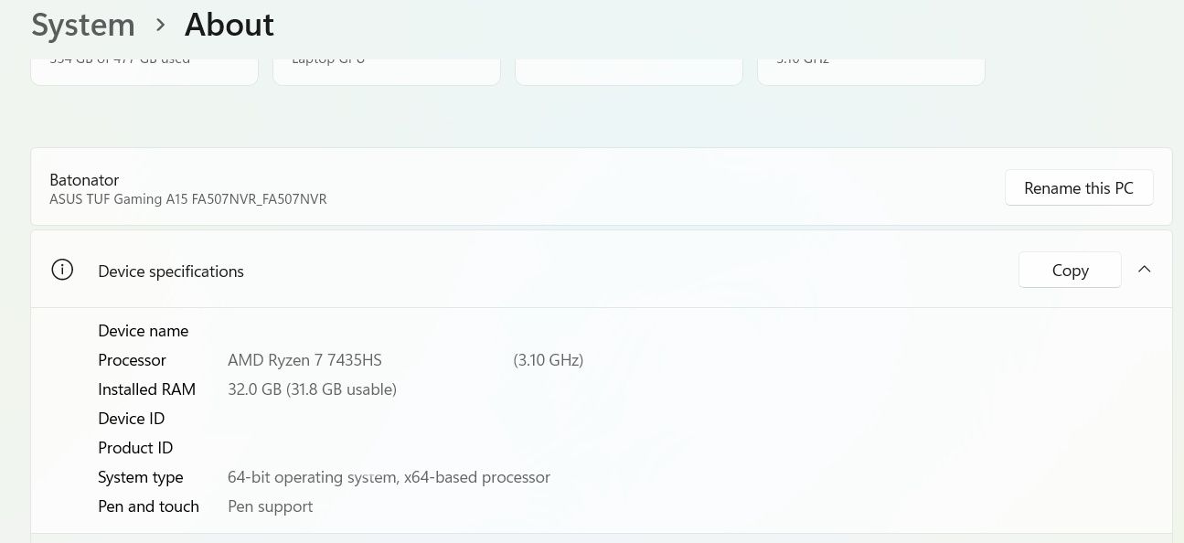 Asus TUF Gaming FA507 / RTX4060 / 32 Gb DDR5 / R7-7435HS / 512 Gb M2