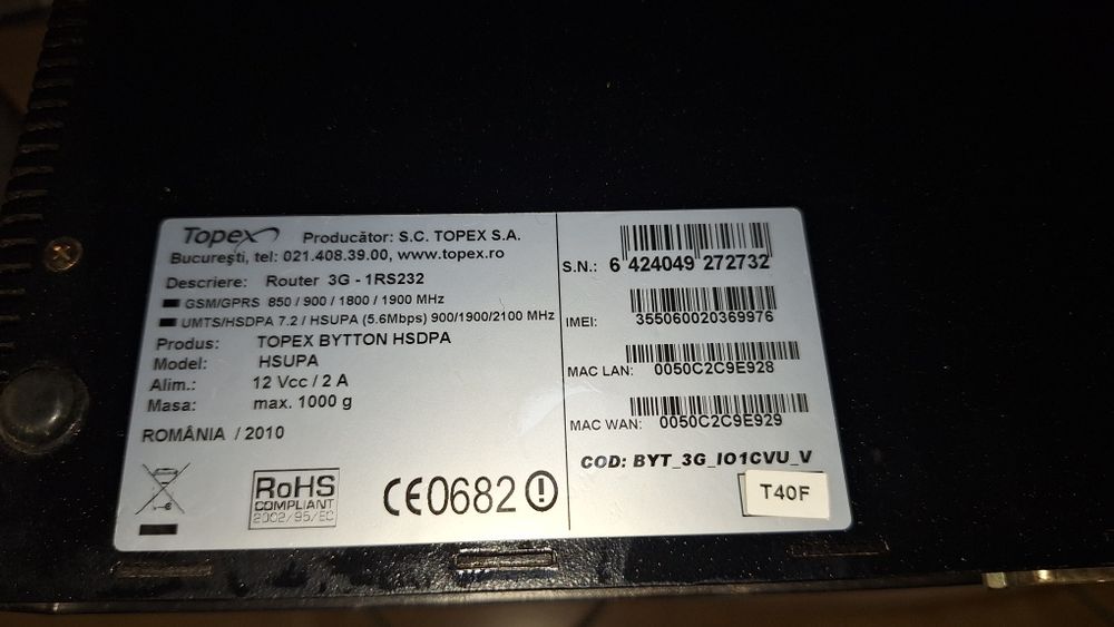 Router internet Topex 3G cu cartelă SIM