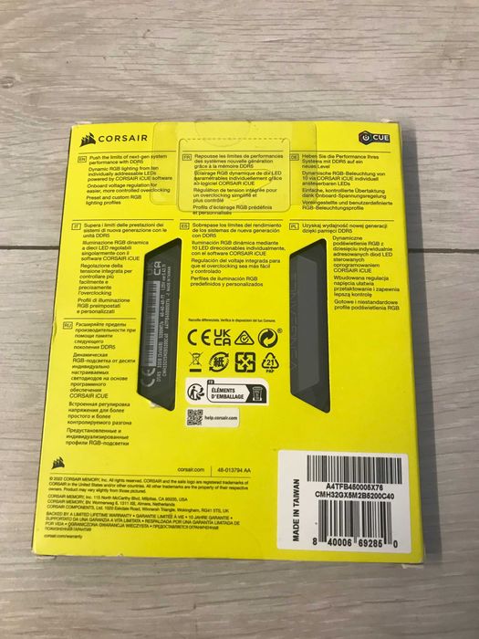 RAM DDR5 Corsair Vengeance RGB 32GB (2×16GB) • 5200MHz • Intel XMP