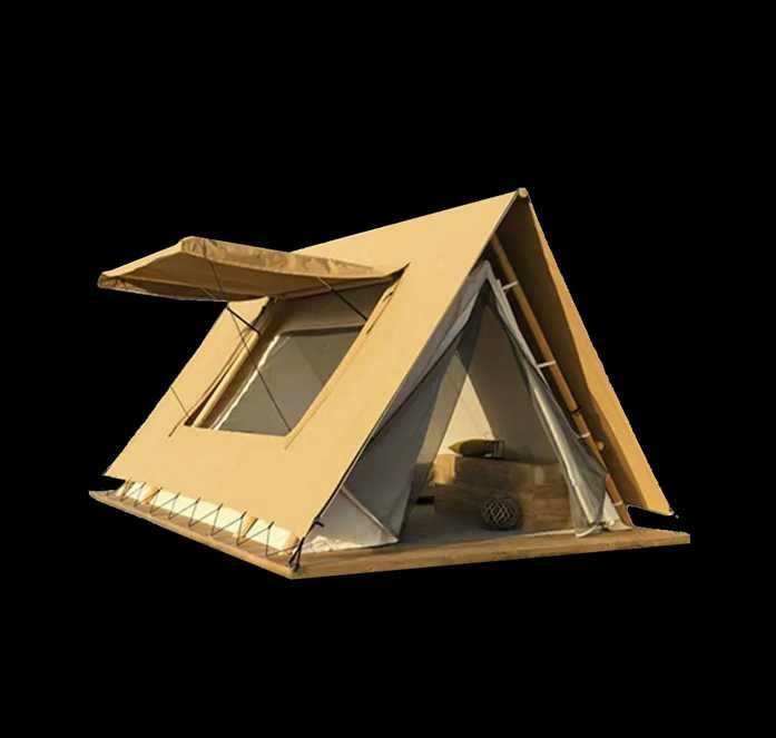 Cort safari premium Ekobell A-frame, Oford si lemn bambus, 14mp