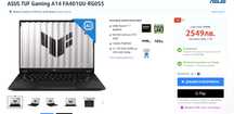 Лаптоп Gaming ASUS TUF A14 R7 8845HS/RTX 4050/2K+165HZ Неразопакован!