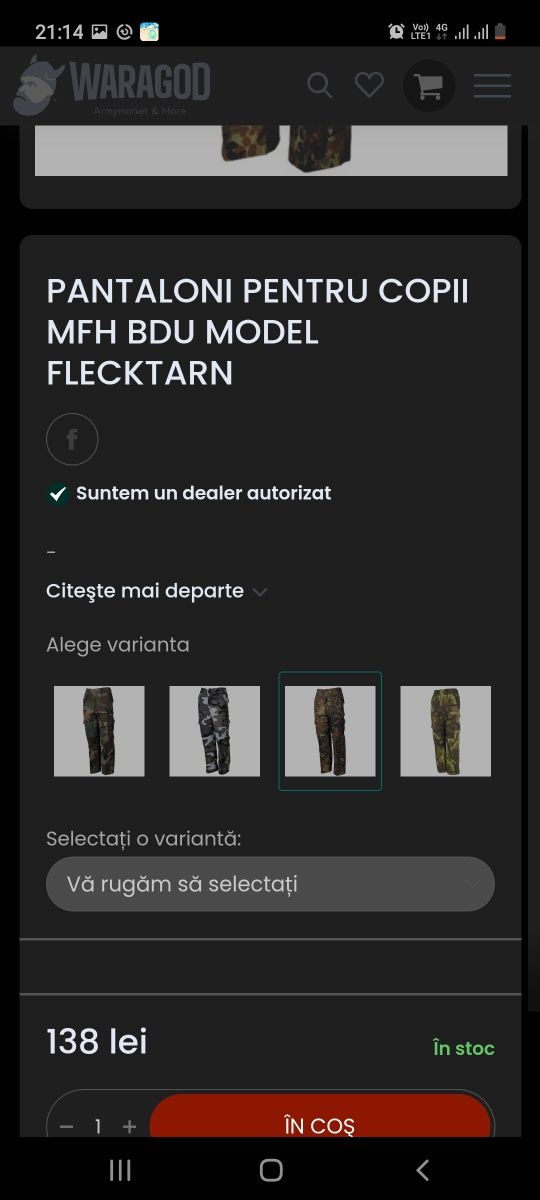 Costum camuflat copii MIL TEC