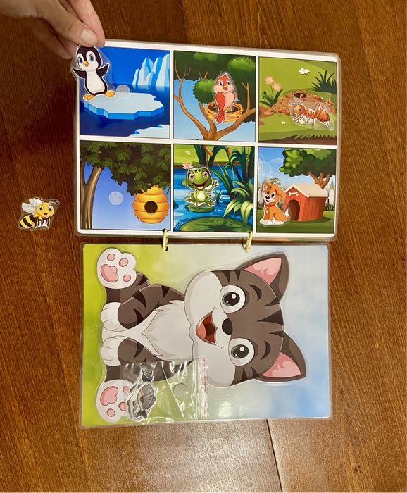 Тиха книга Montessori – занимателна книга на велкро за деца
