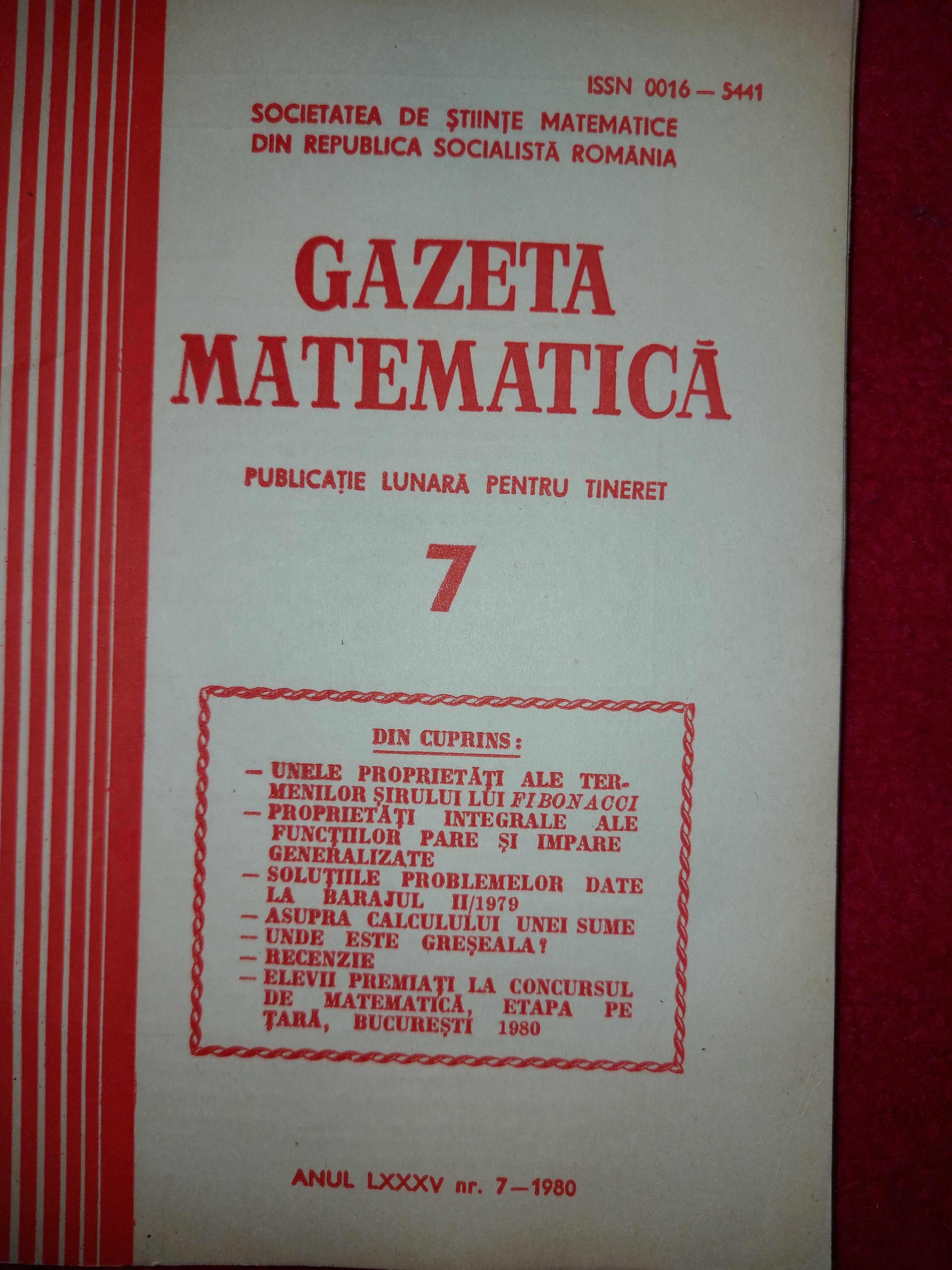 Revista  Gazeta  matematica + revista  Fizica si Chimie