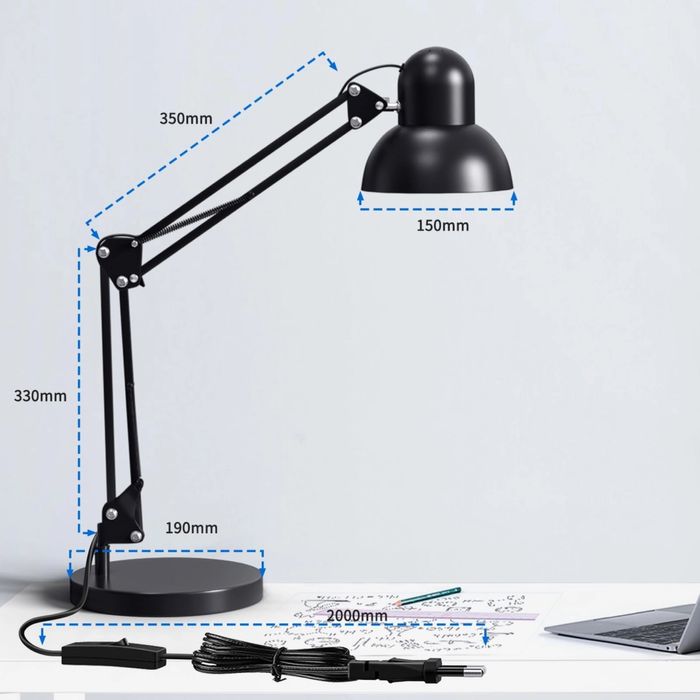 Голяма настолна лампа със скоба