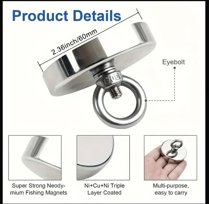 Magnet puternic pescuit 60mm