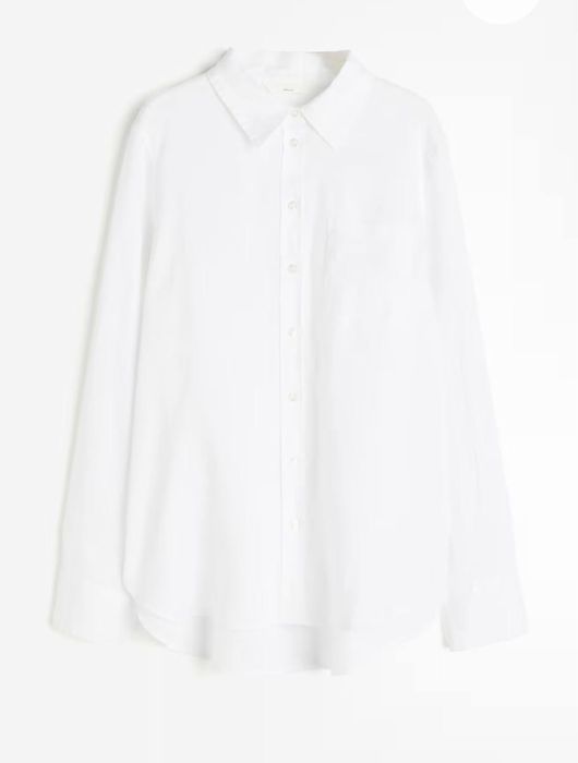 Белая рубашка H&M, Лён,