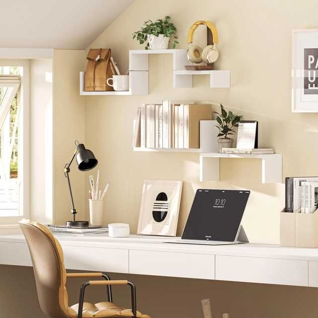 Set 5 rafturi lemn albe