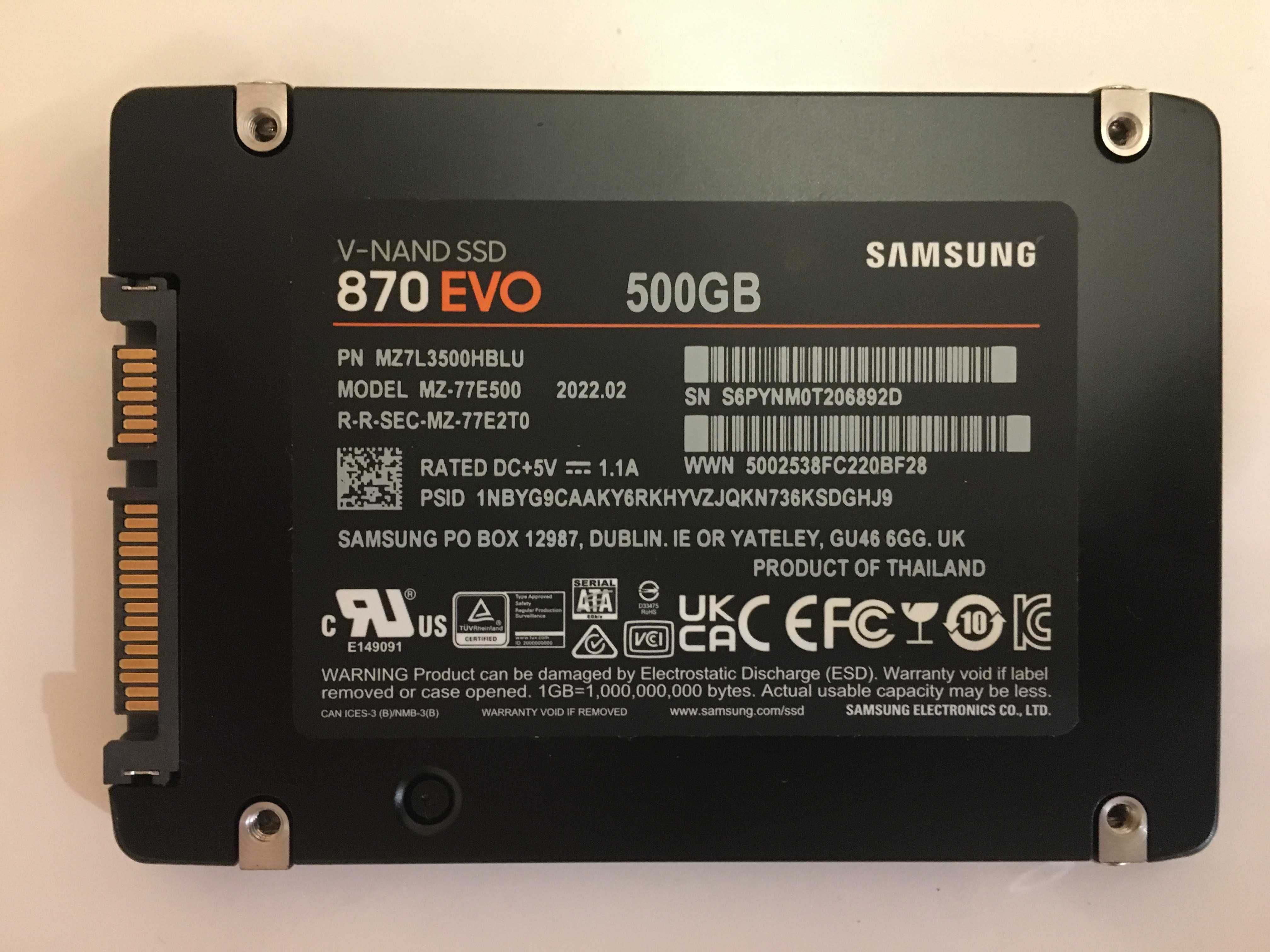 500GB SSD Samsung 870 EVO харддиск памет