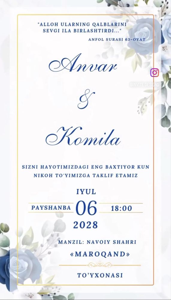 Arzon Onlayn taklifnoma