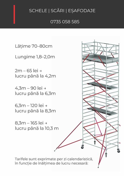 Inchiriez Schela Aluminiu Roti Modulara Mobila - Schela Fatada - Scara