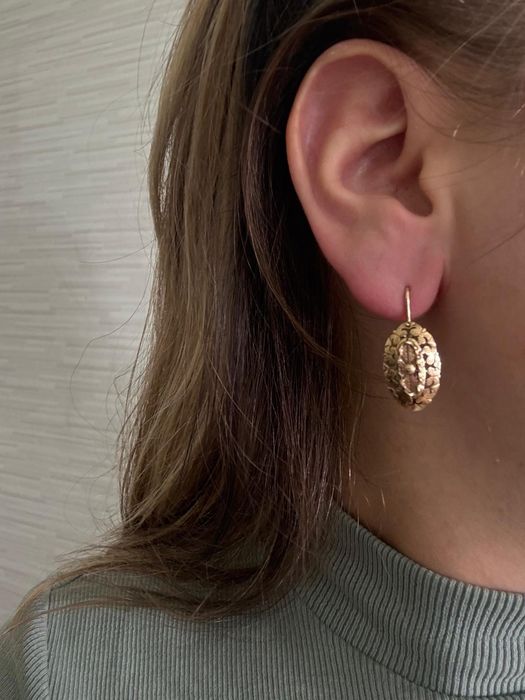 Cercei boierești din aur de 14k model coșuleț