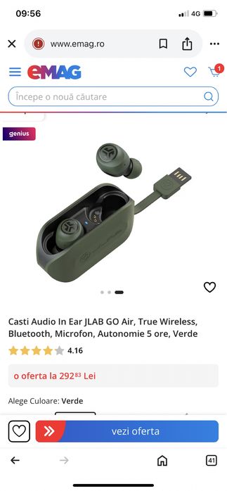 Casti  audio in Ear JLAB GO Air, true Wireless,bluetooth,microfon,Noi