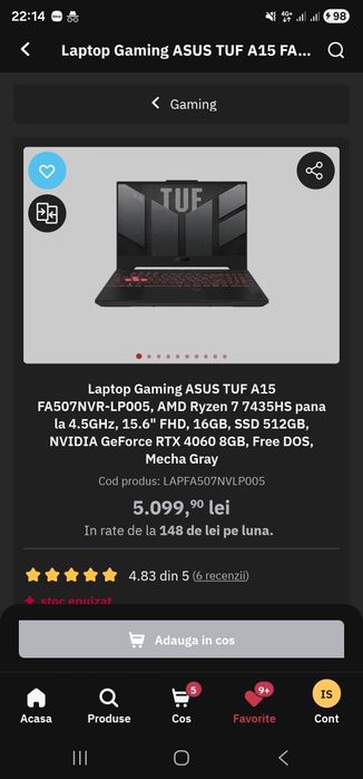 Laptop Gaming  Asus TUF  A15