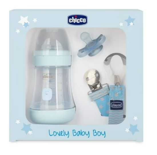 Set biberon, Chicco, Silicon, Albastru sau Roz