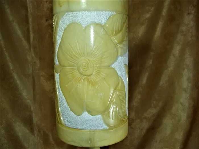 Veioza masiva alabastru Art Deco Floral, Italia, vintage