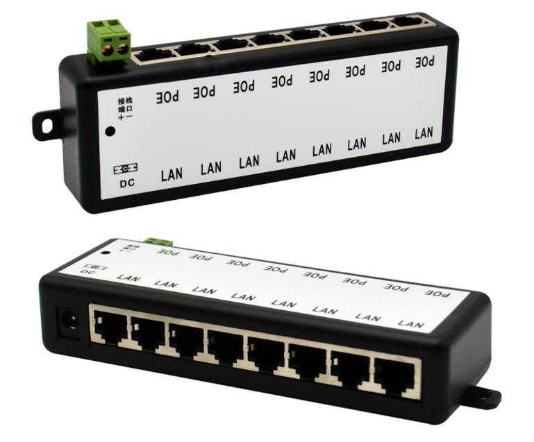 ФотоВолт 8Port Poe HUB Splitter Injector Мрежов Инжектор IP Камери NVR