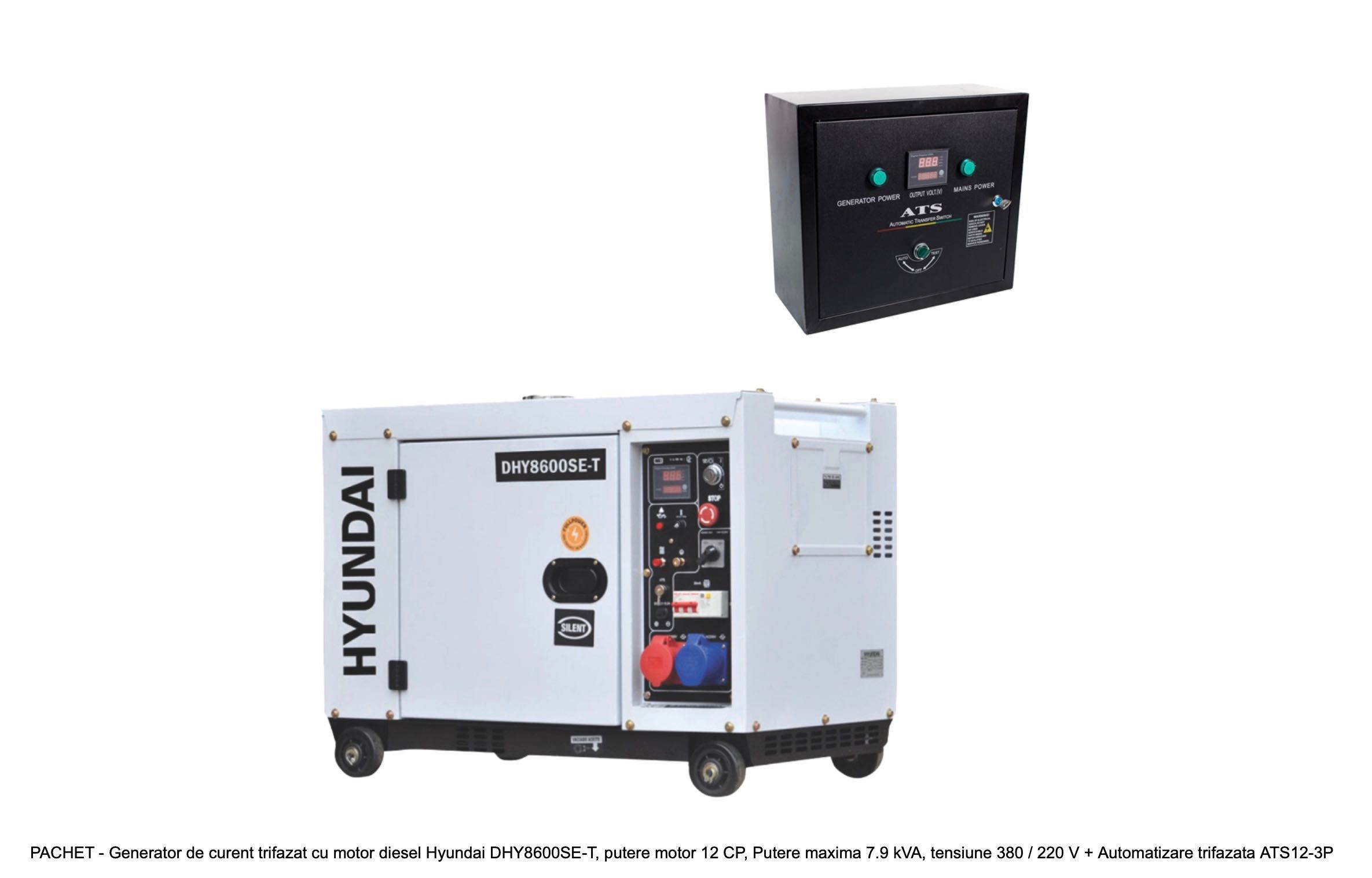 PACHET - Generator curent trifazat cu motor diesel Hyundai DHY8600SE-T