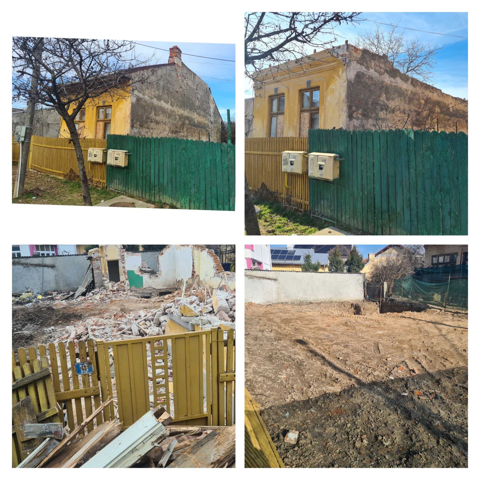 Demolari case vechi. Buldoexcavator picon, evacuare moloz Basculante