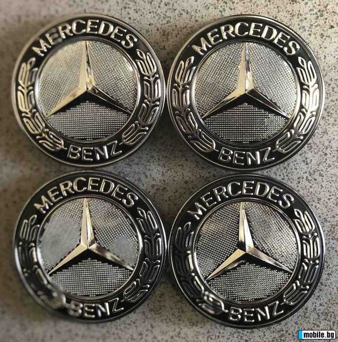 Капачки за джанти К-Т 4бр. 71/75mm MERCEDES с черен надпис