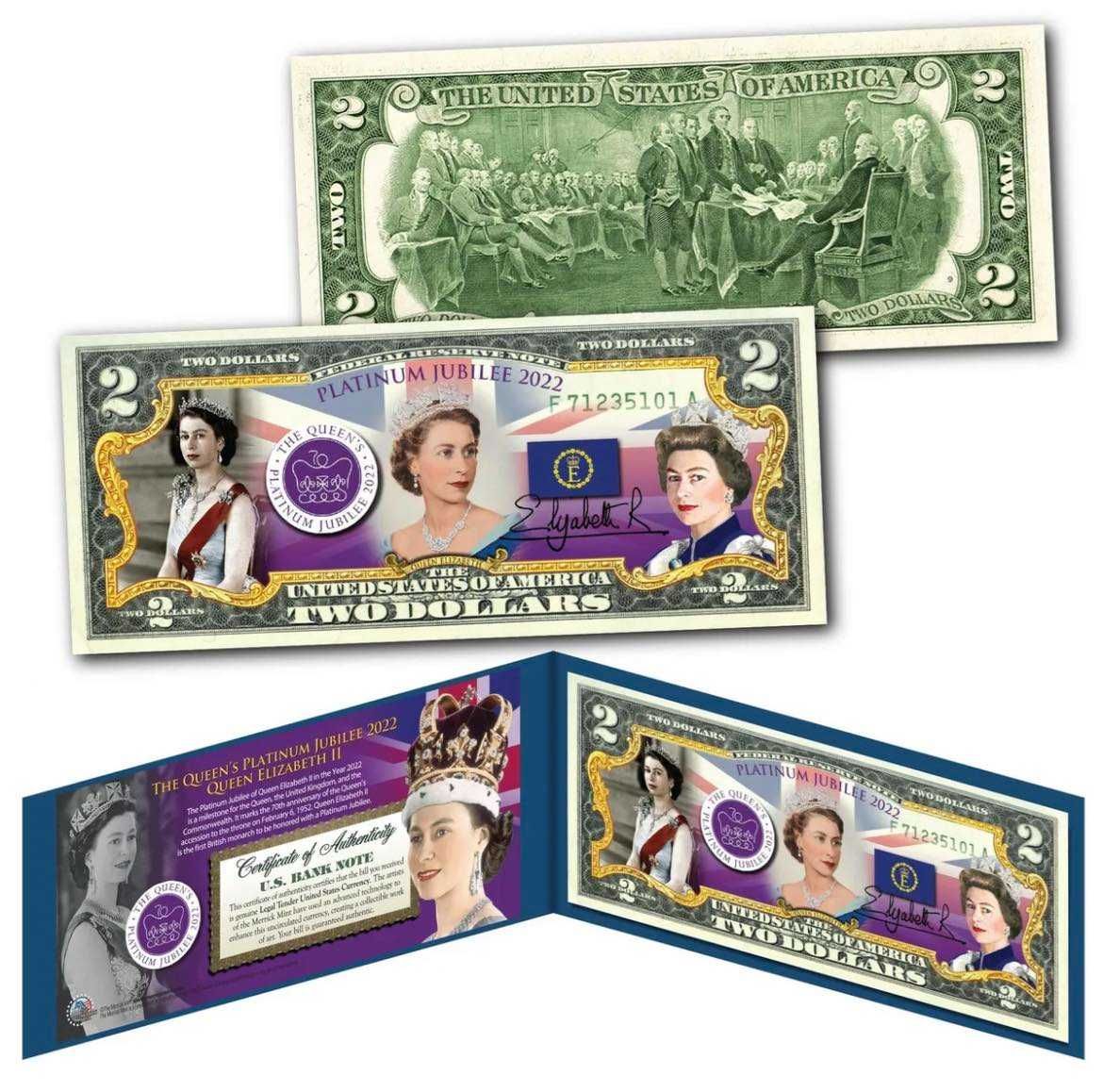 2$ Банкнота от редките два долара с Елизабет II