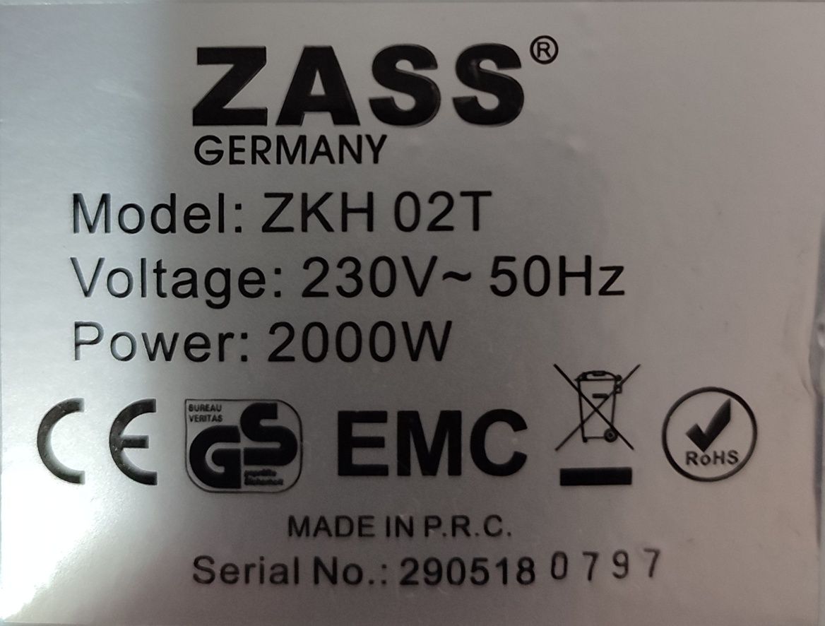 Calorifer electric Zass cu ventilație