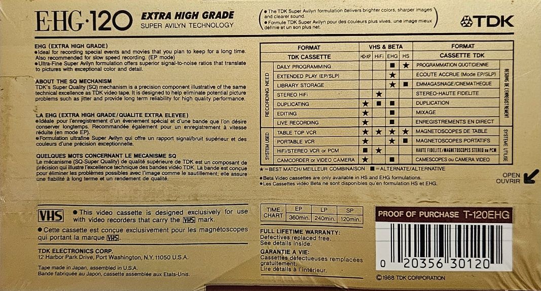 LOT 10 Casete video TDK EHG 120 + 3 Mitsui 120.Cumpărate din SUA Made