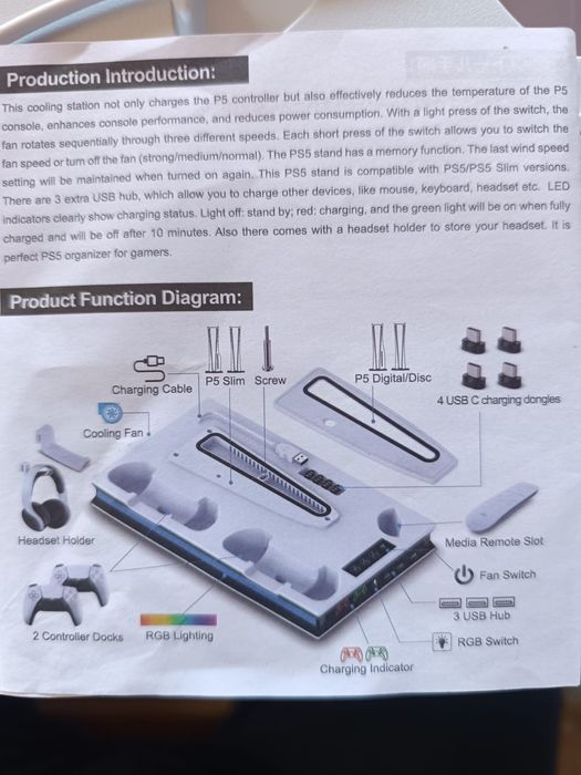 Încărcător și răcitor ps5 nou