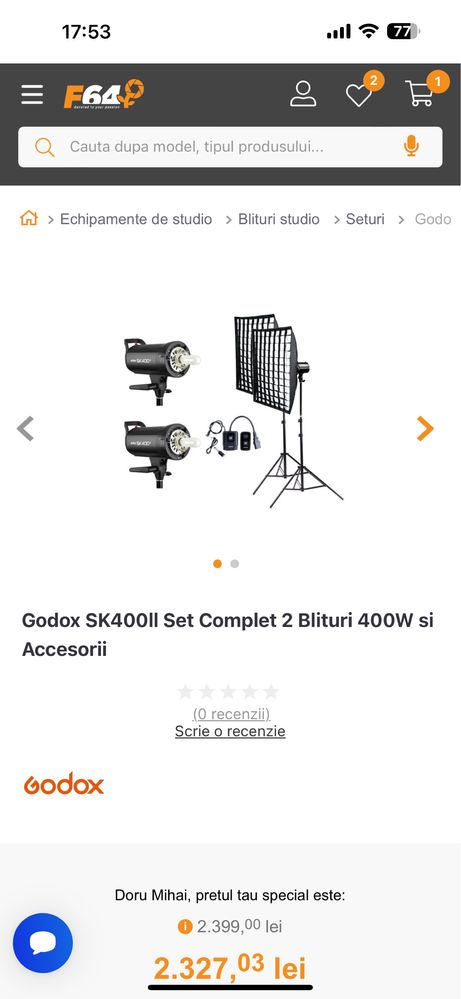 Godox SK400ll Set Complet 2 Blituri 400W si Accesorii