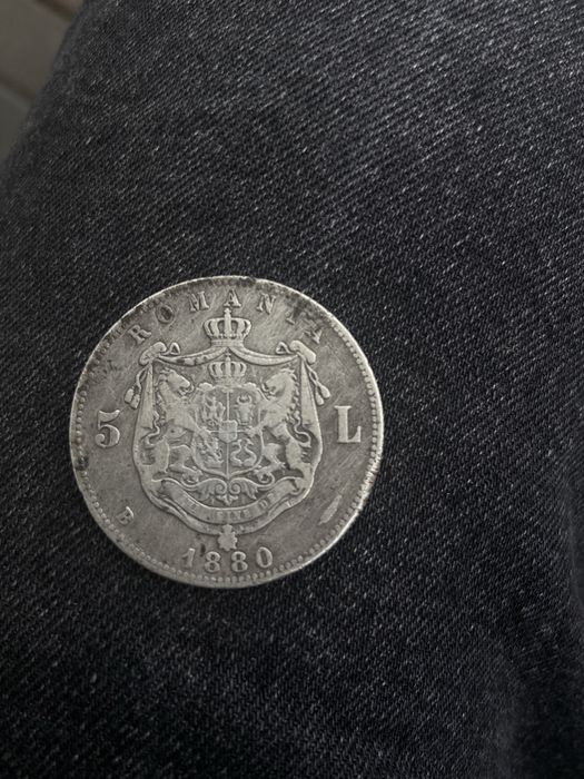 Monedă 5 lei 1880 Carol I – Argint – Stare foarte bună