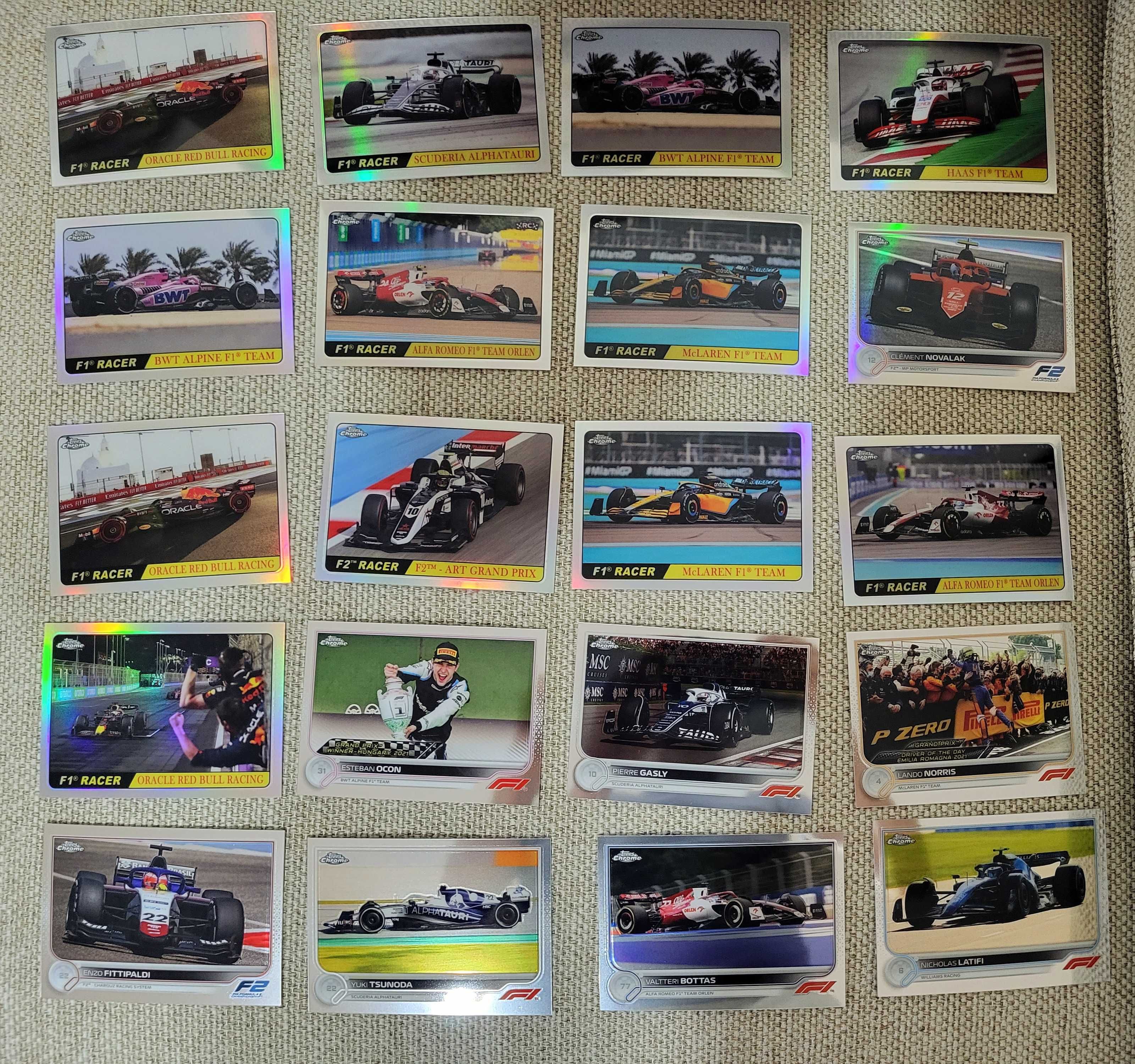 LOT 14: 61 carduri Topps Chrome Formula 1 2022 F1 Perez Ocon Tsunoda