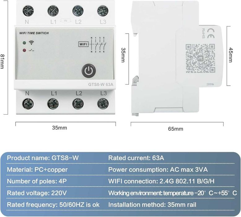 Timer Switch 4P 63A (Siguranta+ timer) SMART, 220v, REDUS de la 510RON