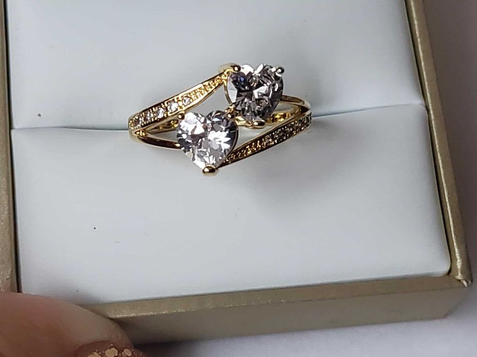 GR31,inel placat aur 14k,model logodna, solid, zirconiu alb