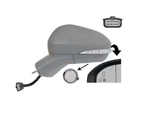 Oglinda exterioara Ford Mondeo, 10.2014-, stanga/dreapta, reglare electrica; grunduit; incalzit; cu functie de unghi mort; sticla asferica; geam cromat; rabatabil; memorie; 16 pini (poli); cu Lucas; cu lam