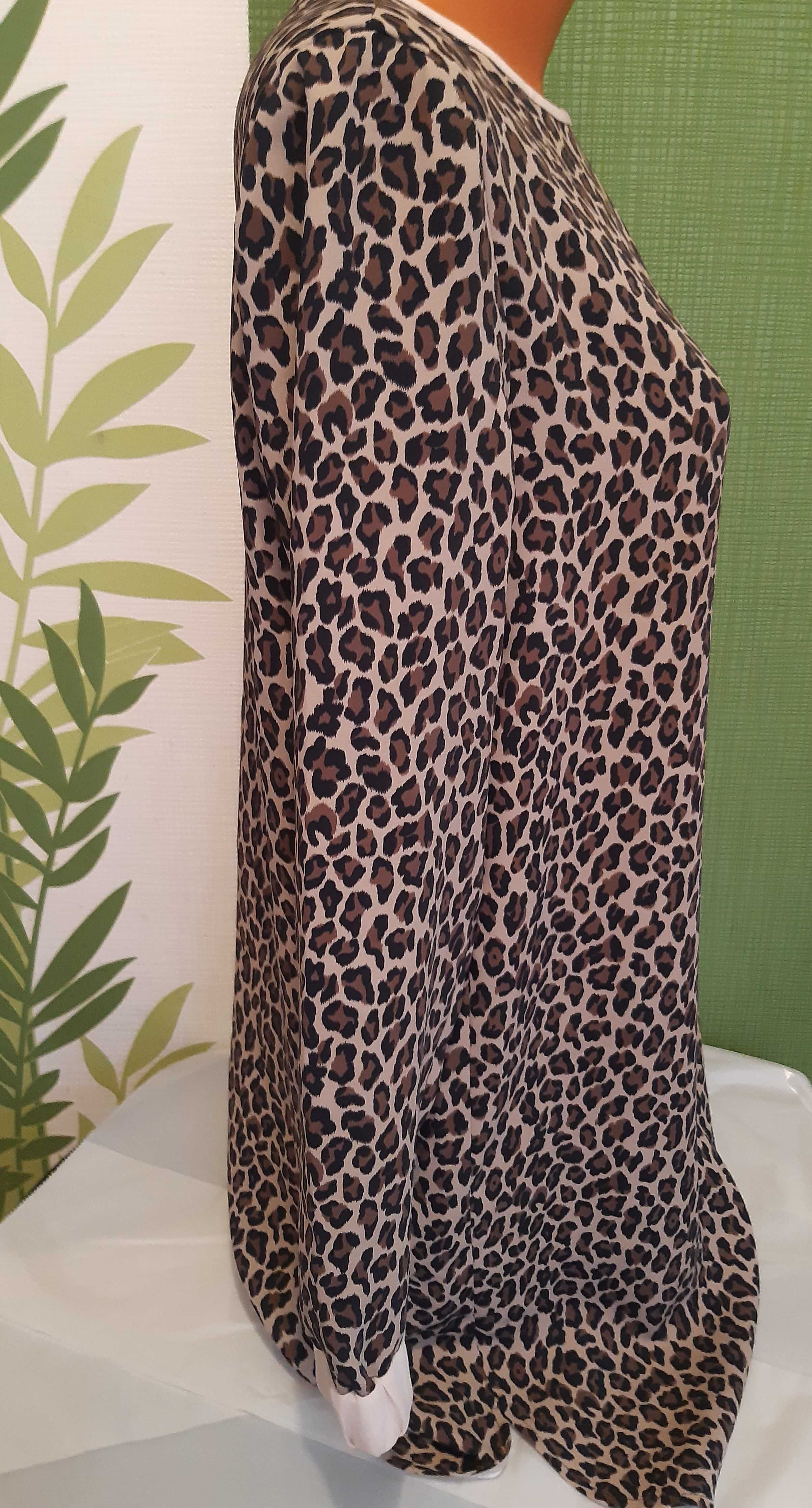 Rochie mini, animal print cu maneca lunga, Marc Cain
