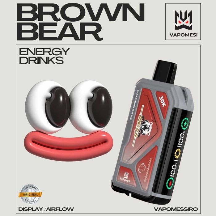 Vape Vapomesi Brown Bear Wataj reglabil Display Color Airflow 30k