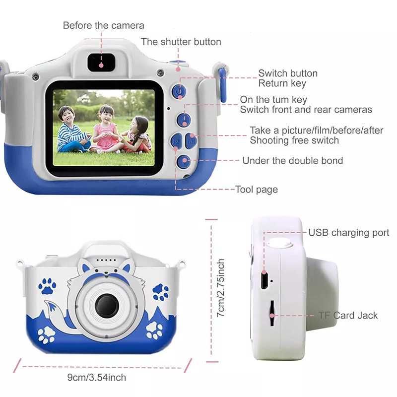Дигитален детски фотоапарат STELS Q70s, Игри, Снимки, Син, Оранжев
