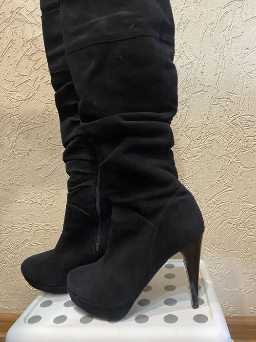 Сапоги женские. Натуральная замша и цигейка.