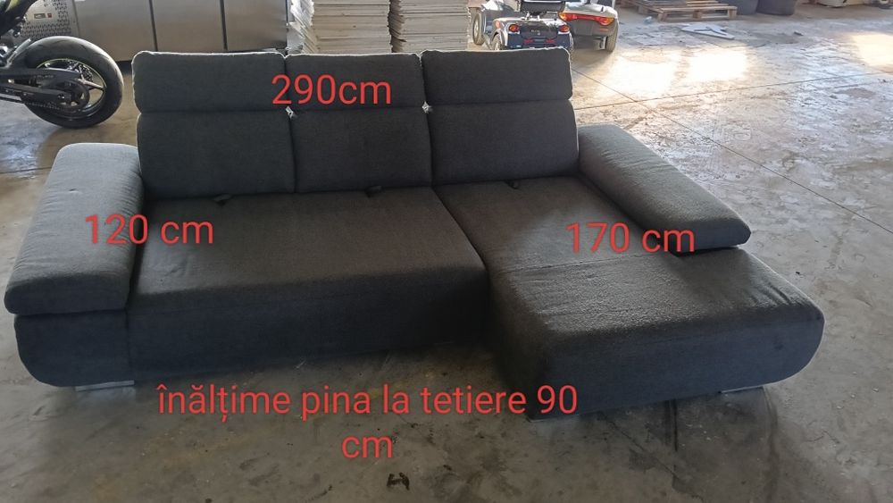 Canapea colțar modernă GRI ÎNCHIS