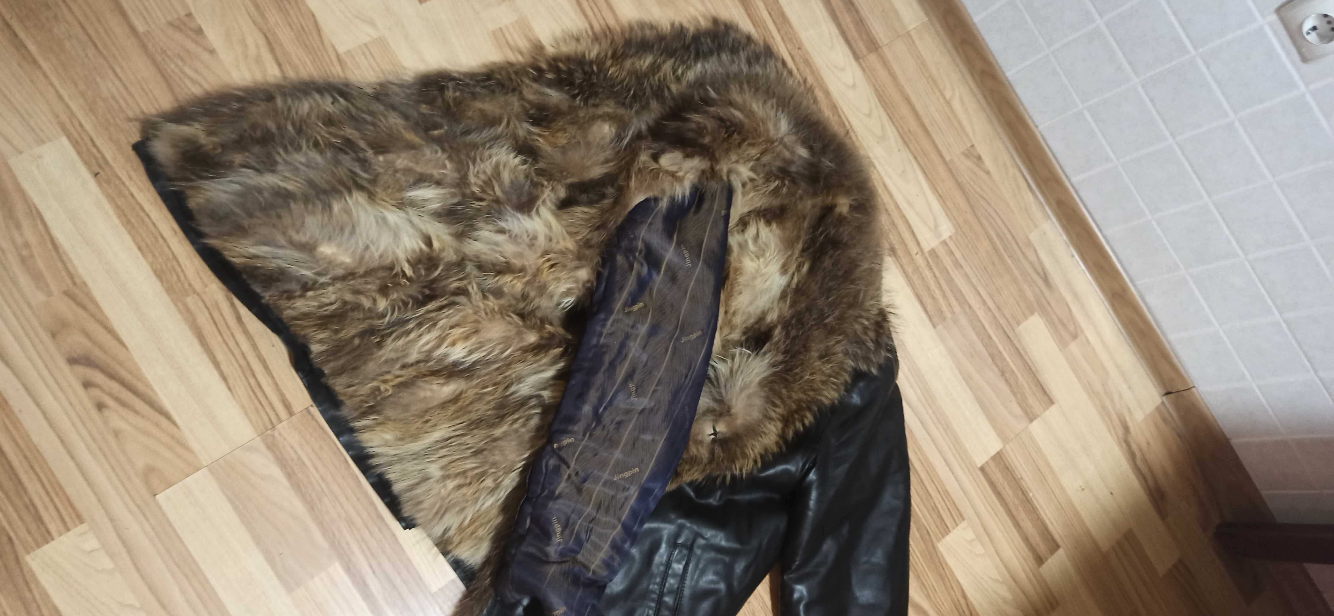 Дубленка- куртка- полушубок на волчьем меху